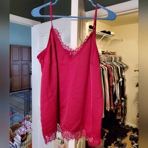 A New Day Hot Pink Lace Trim Camisole